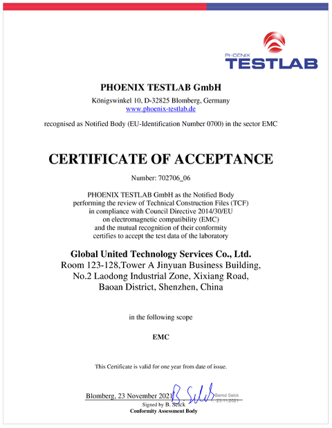 China Global United Technology Services Co.,Ltd. certification