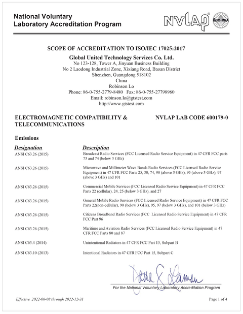 China Global United Technology Services Co.,Ltd. certification